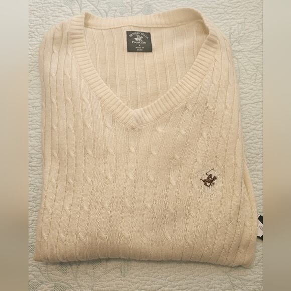 Polo by Ralph Lauren Men's V-Neck Sweater in Cream NWT - Picture 1 of 2